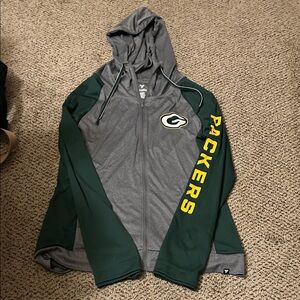 Fanatics Gray and Green Packers Hoodie